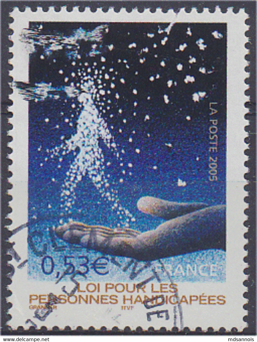 2005 N° 3803 Timbre Avec Défaut D'impression 30ème Anniversaire De La Loi Pour Les Personnes Handicapées - Used Stamps