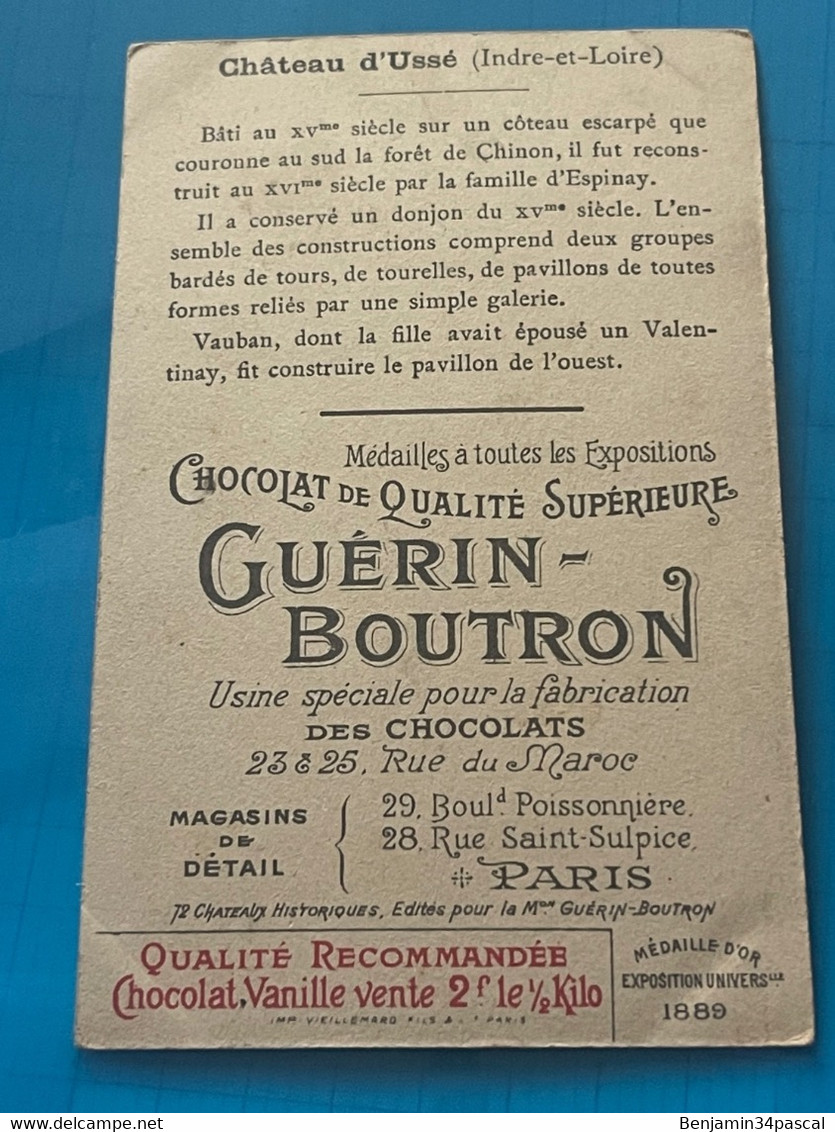 Chocolat GUÉRIN-BOUTRON Image -Chromo Ancienne - Château D’Ussé ( Indre Et Loire ) - Chocolat