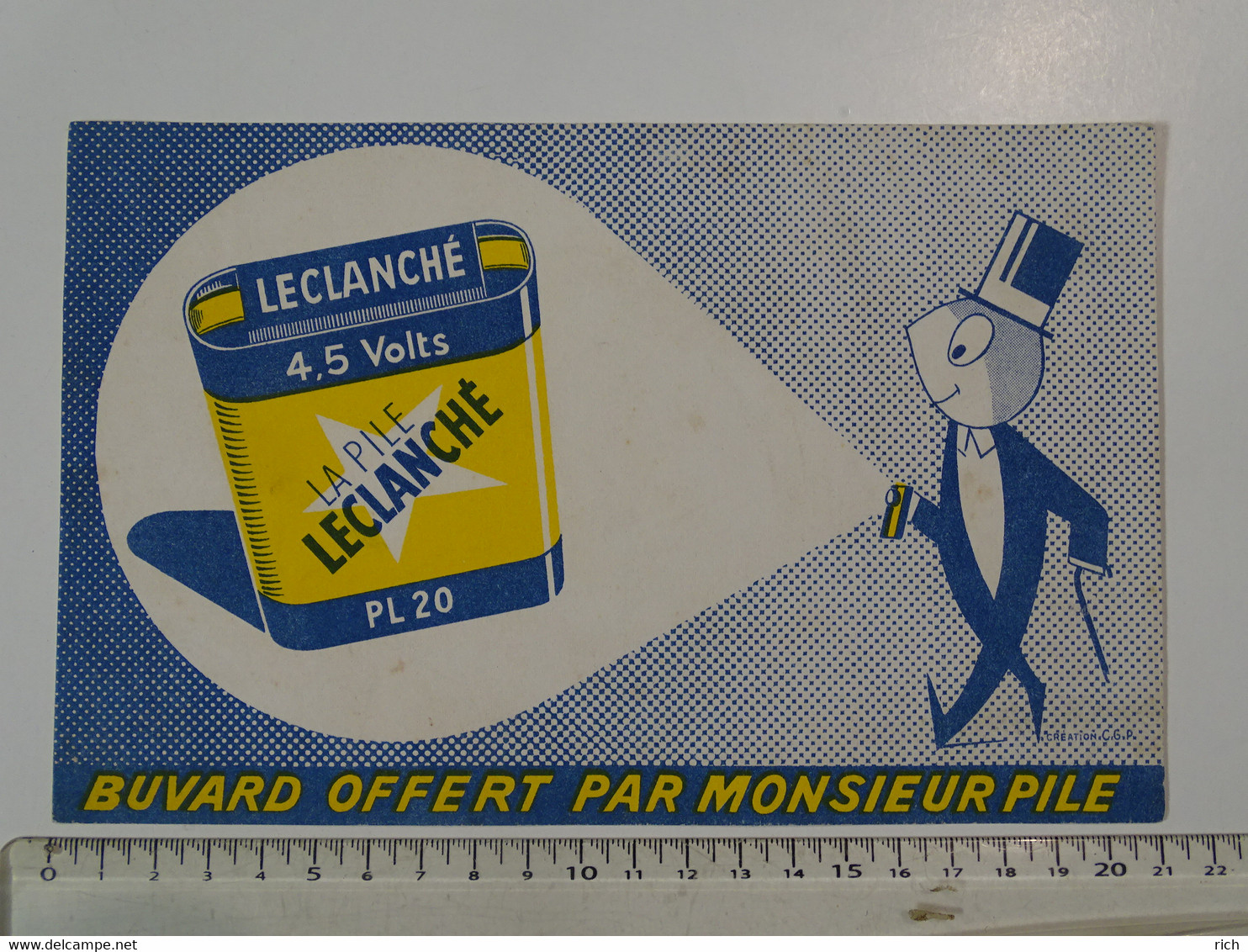 Buvard - Buvard Offert Par Monsieur Pile - La Pile Leclanché - Batterien