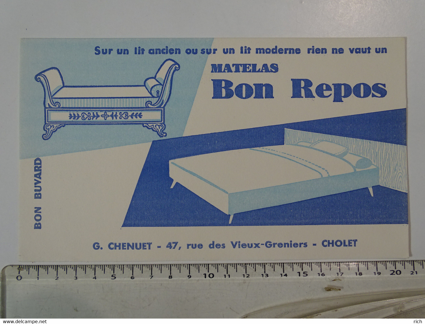 Buvard - Matelas BON REPOS - G. Chenuet - 47 Rue Des Vieux Greniers - CHOLET - M