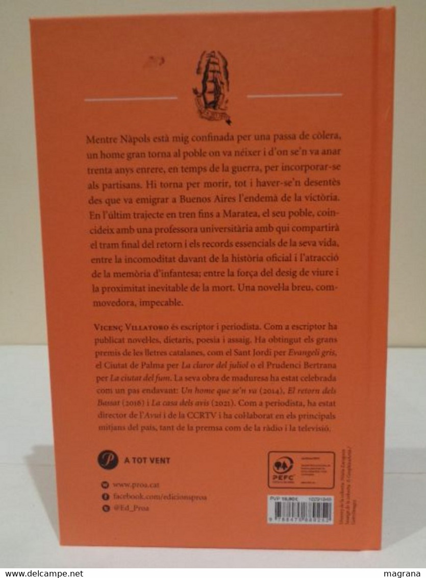 Tren A Maratea. Vicenç Villatoro. Edicions Proa. 2022. 124 Pàgines. Idioma: Català. - Romans