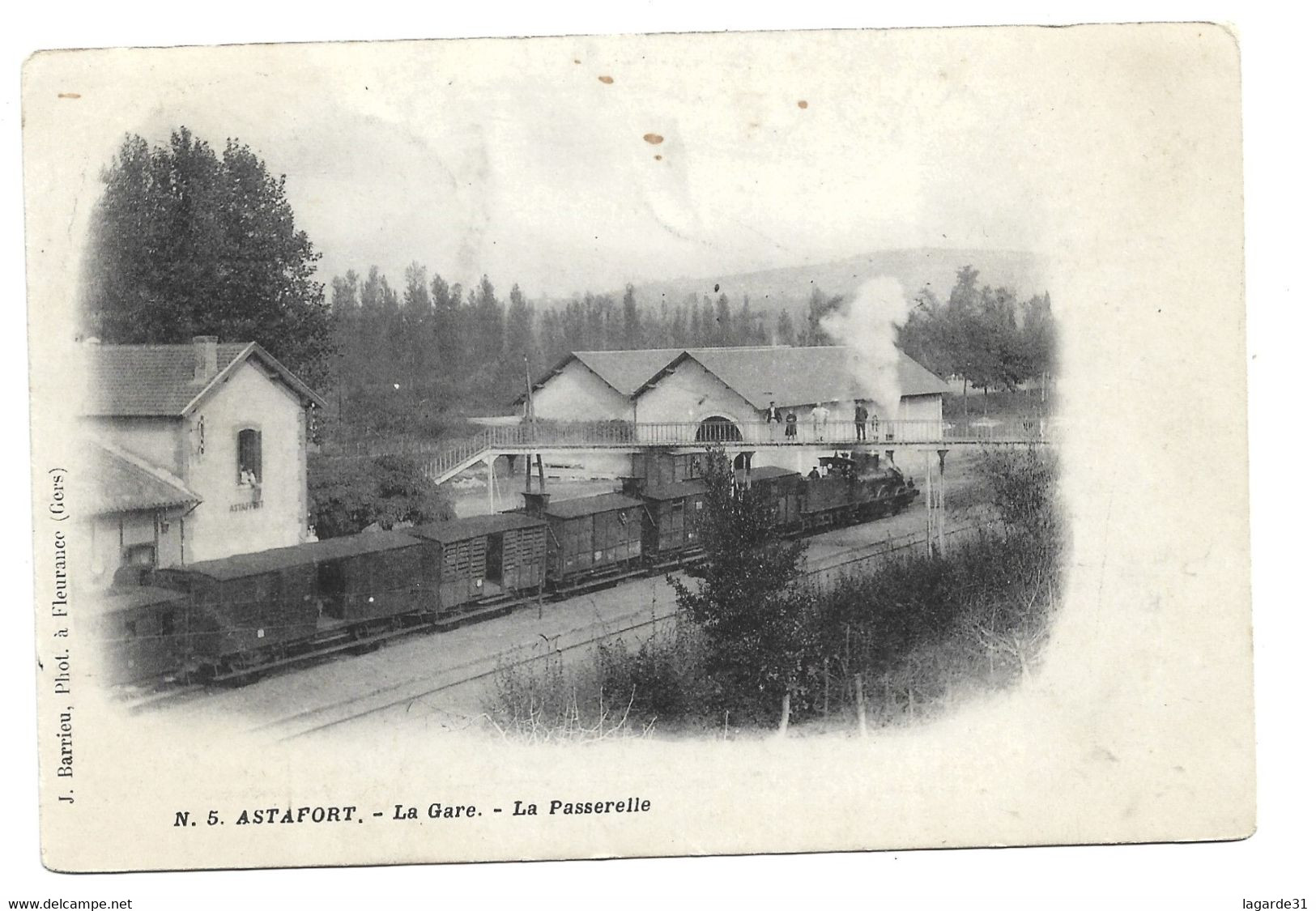 ⭐47 - Carte Précurseur Astafort La Gare Avec Le Train La Passerelle Rare Et Unique Sur Delcampe⭐ - Astaffort