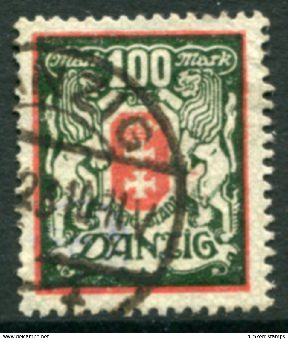 DANZIG 1922  Arms 100 Mk. Postally Used.  Michel 128Y,  Infla Expertised - Afgestempeld