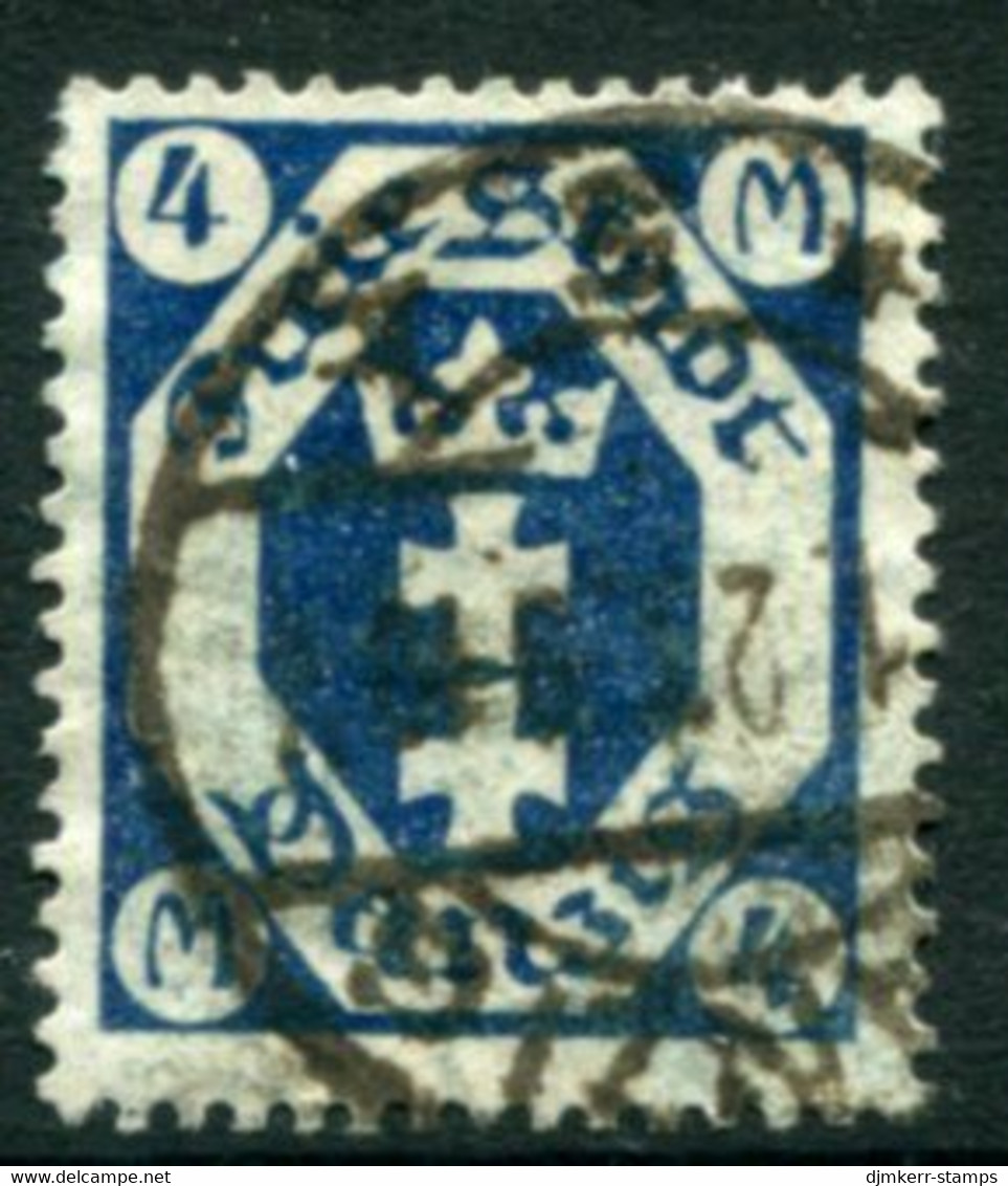 DANZIG 1922  Arms 4 Mk. Postally Used.  Michel 123Y,  Infla Expertised - Gebraucht