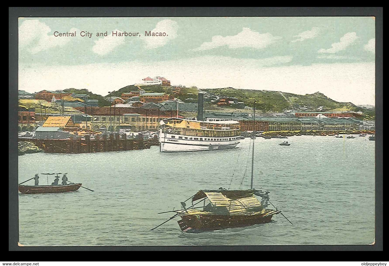 Central City And Harbour, Macao. Macau Color Illustrated Postcard, Hong Kong Edition By M. Stenberg. R. - China