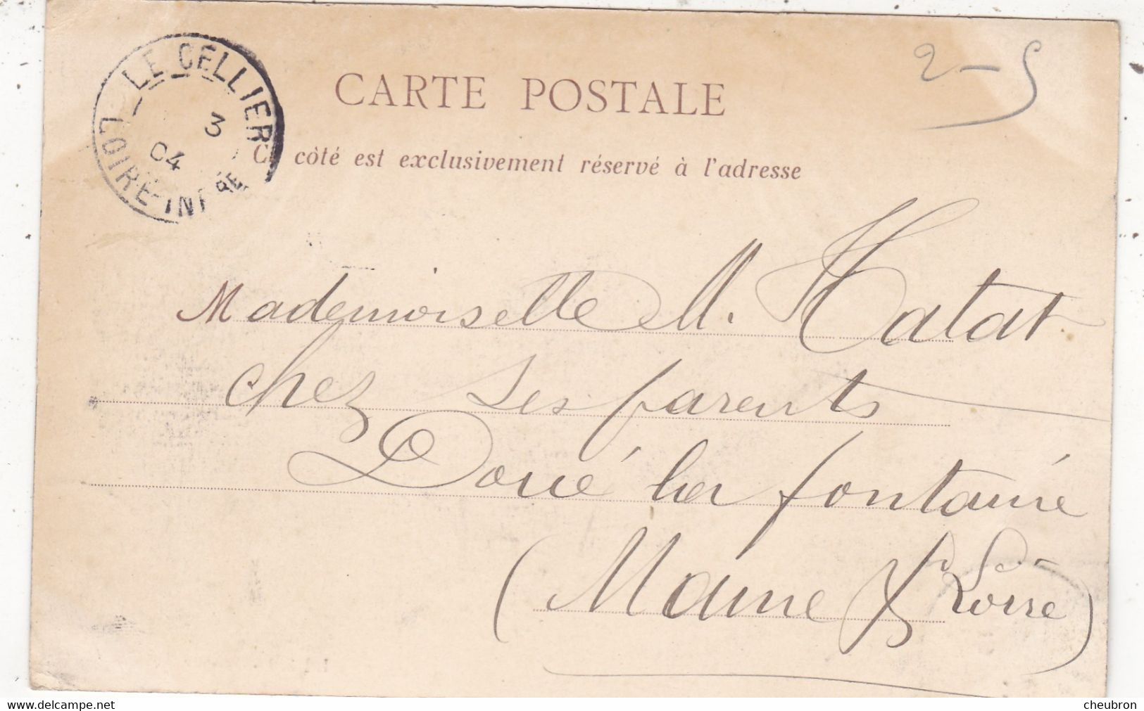 44. LE CELLIER. CPA.  LE CELLIER LA RUE PRINCIPALE. ANIMATION. HOTEL DES VOYAGEURS ROUSSEAU GALLON . ANNEE 1904 + TEXTE - Le Cellier