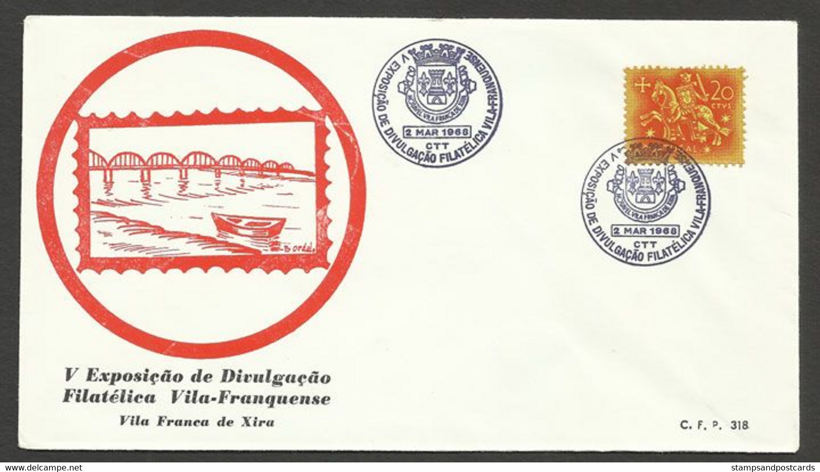 Portugal Cachet Commemoratif Expo Philatelique Vila Franca De Xira 1968 Philatelic Expo Event Postmark - Postal Logo & Postmarks