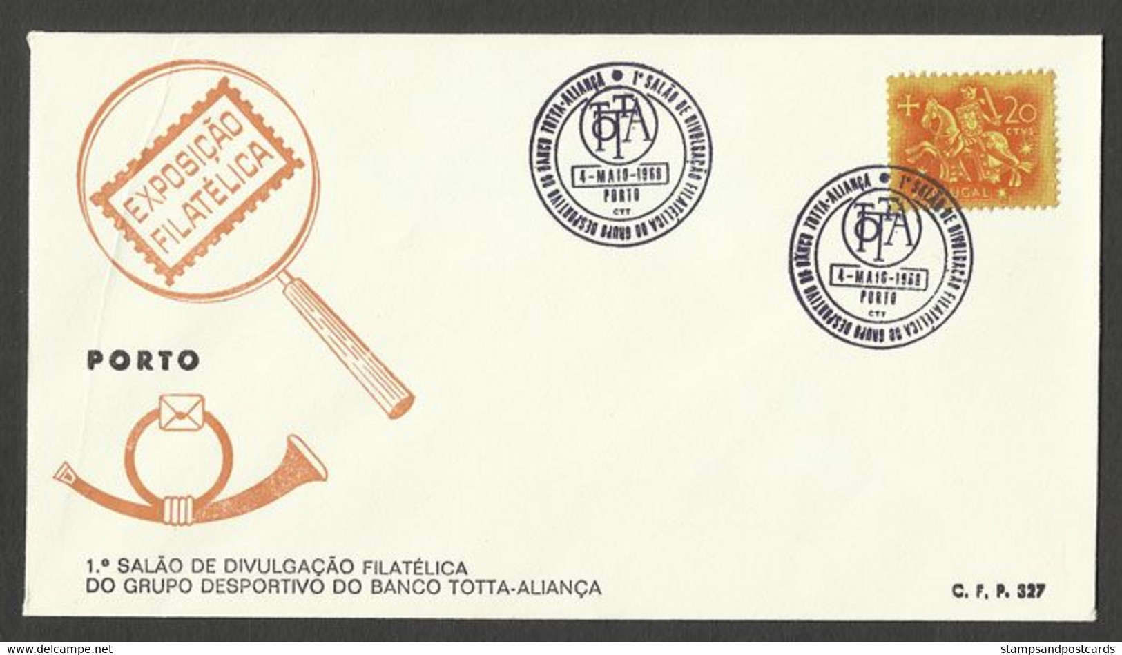 Portugal Cachet Commemoratif Expo Philatelique Banque Totta Aliança Porto 1968 Bank Philatelic Expo Event Postmark - Postal Logo & Postmarks