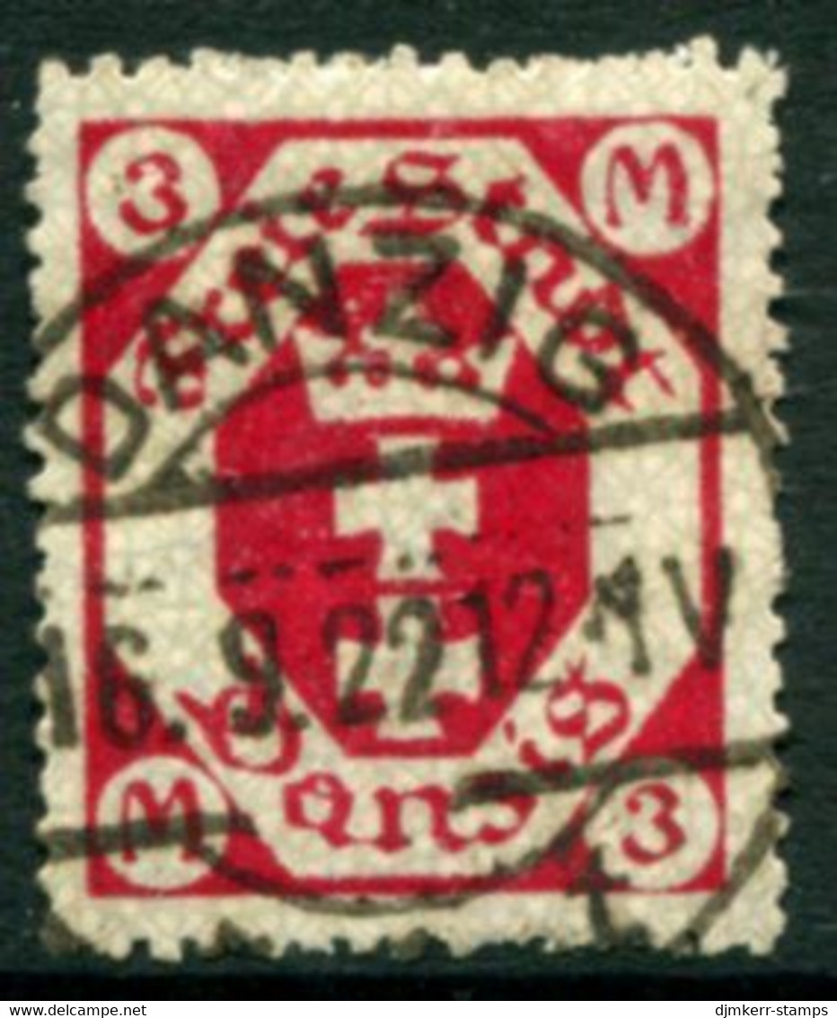 DANZIG 1922 Arms 3 Mk. Postally Used.  Michel 104,  Infla Expertised - Gebraucht