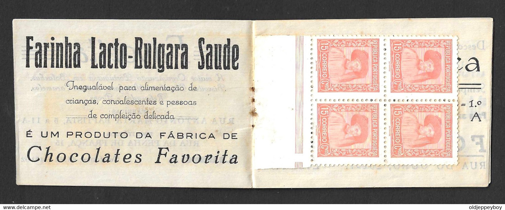 PORTUGAL, 1941, Booklet WBC 22.3 , 4x15, 4x25, 8x40c WITH ADVERTISEMENT CADERNETA DE SELOS COM PUBLICIDADE - Postzegelboekjes