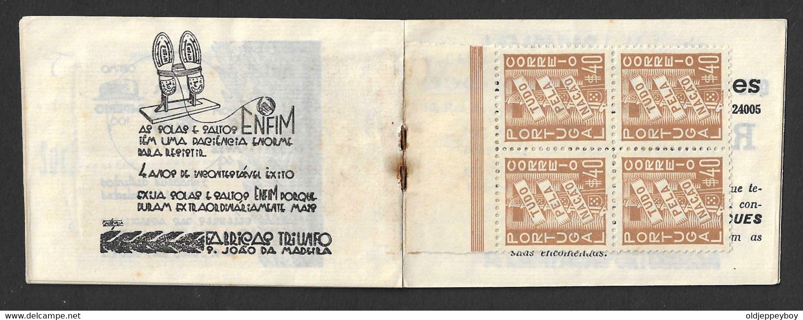 PORTUGAL, 1941, booklet WBC 22.3 , 4x15, 4x25, 8x40c WITH ADVERTISEMENT CADERNETA DE SELOS COM PUBLICIDADE