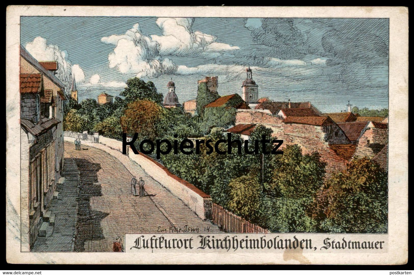 ALTE KÜNSTLER POSTKARTE KIRCHHEIMBOLANDEN STADTMAUER EUGEN FELLE ISNY 1914 MAUER Ansichtskarte AK Postcard Cpa - Kirchheimbolanden