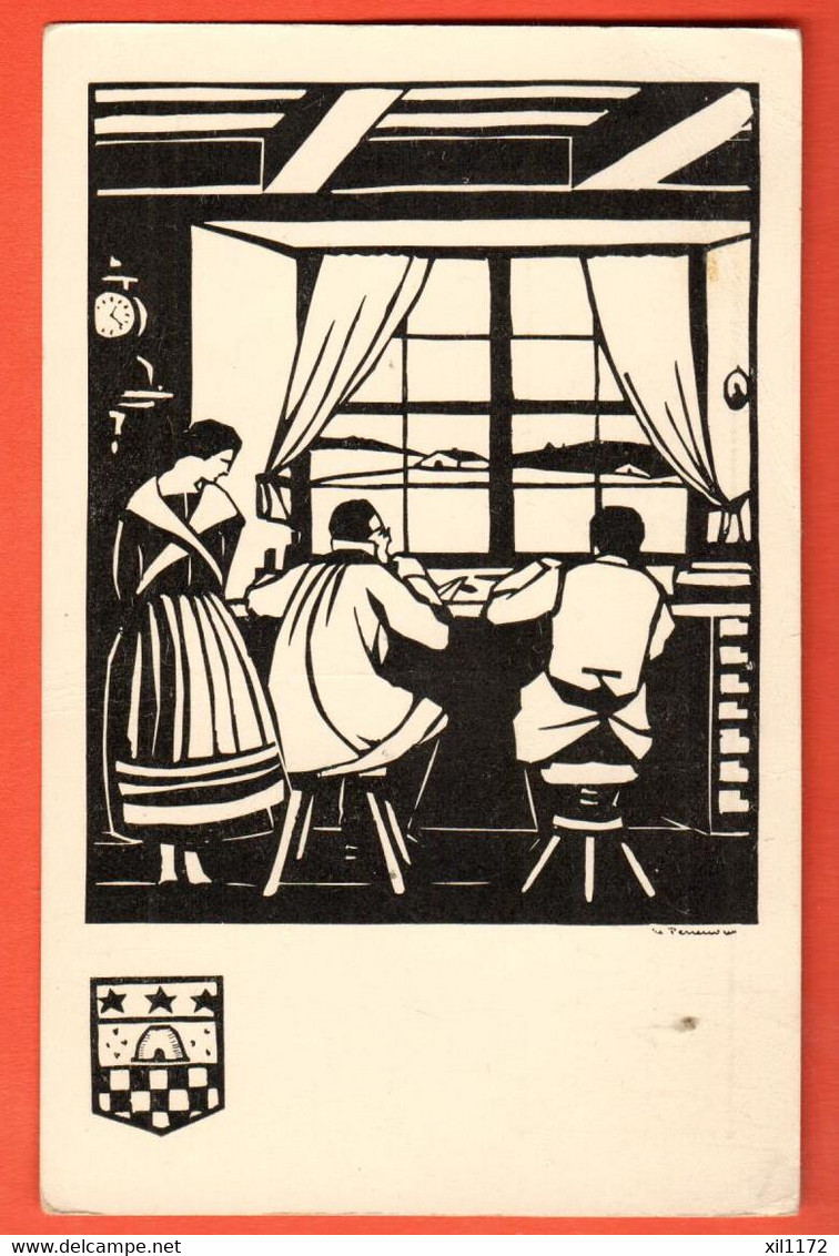 ZUH-27 TRES RARE Litho Horlogers à L'atelier. Armoiries De La Chaux-de-Fonds  1924, Journées Contre Tuberculose NC - Autres & Non Classés