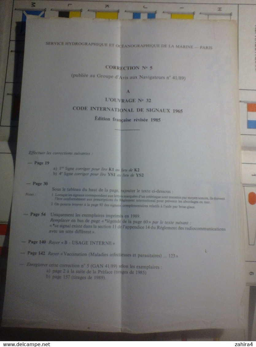 Service Hydrographique Océanographique Marine Paris Ouvrage 32 Code International Signaux édition Française Révisé SHOM - Bateau