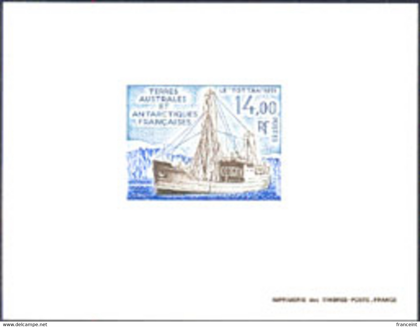 F.S.A.T.(1992) Supply Ship "Tottan". Deluxe Sheet. Scott No 171, Yvert No 169. - Imperforates, Proofs & Errors