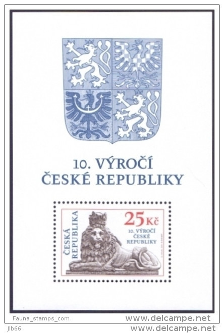 2003 10ème Anniversaire De La République Tchèque Symbole Lion YT BF 16 - Blocks & Sheetlets