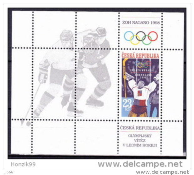 1998 BF 6 Praga Médaille D'or Hockey Sur Glace Aux J.O. De Nagano - Blocks & Sheetlets