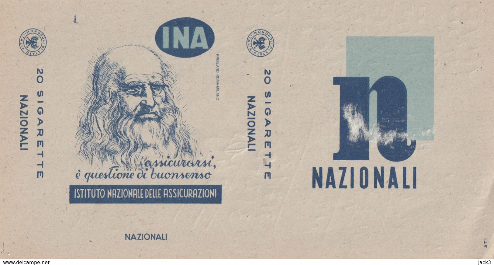 INVOLUCRO SIGARETTE NAZIONALI Con Pubblicita' INA (assicurazioni) - Empty Cigarettes Boxes