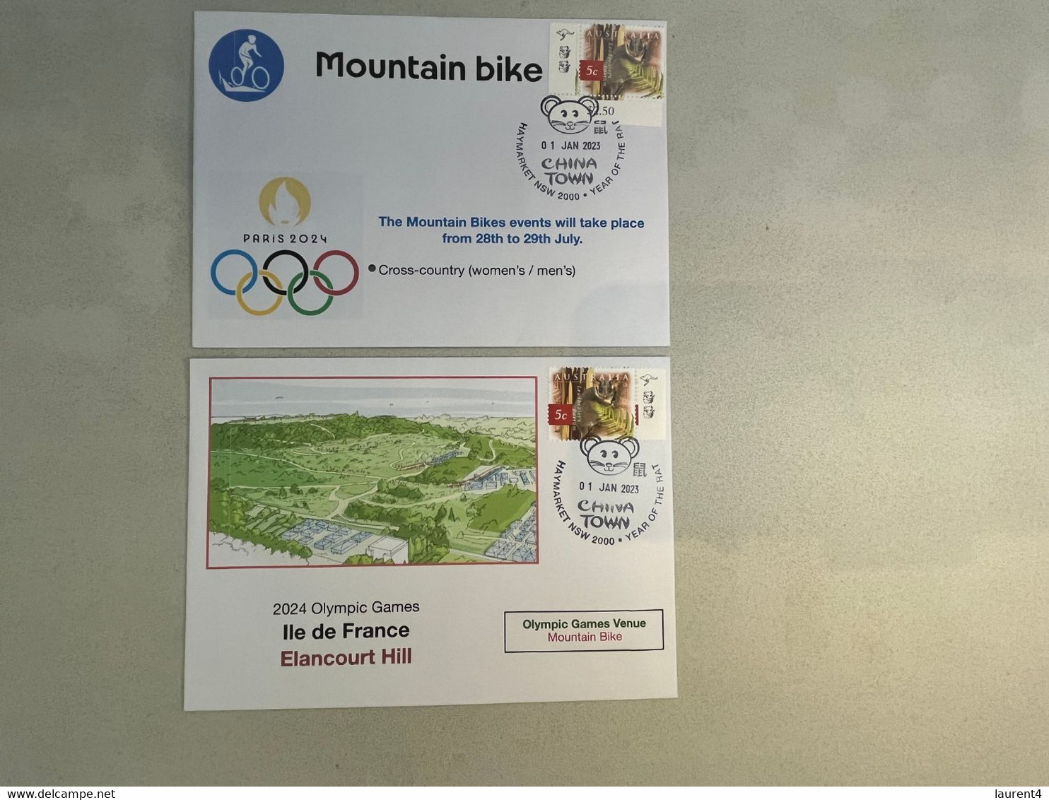 (3 N 44) Paris 2024 Olympic Games - Olympic Venues & Sport - Elencourt Hill - Cycle - Mountain Bike (2 Covers) - Estate 2024 : Parigi