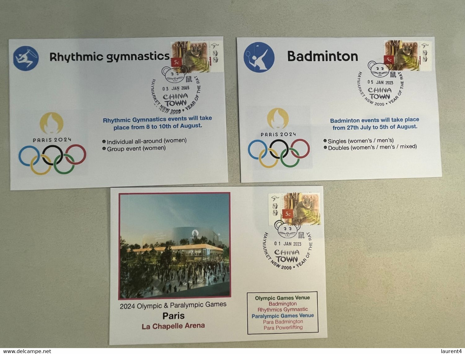 (3 N 44) Paris 2024 Olympic Games - Olympic Venues & Sport - La Chapelle Arena - Badmington & Gymnastic  (3 Covers) - Sommer 2024: Paris