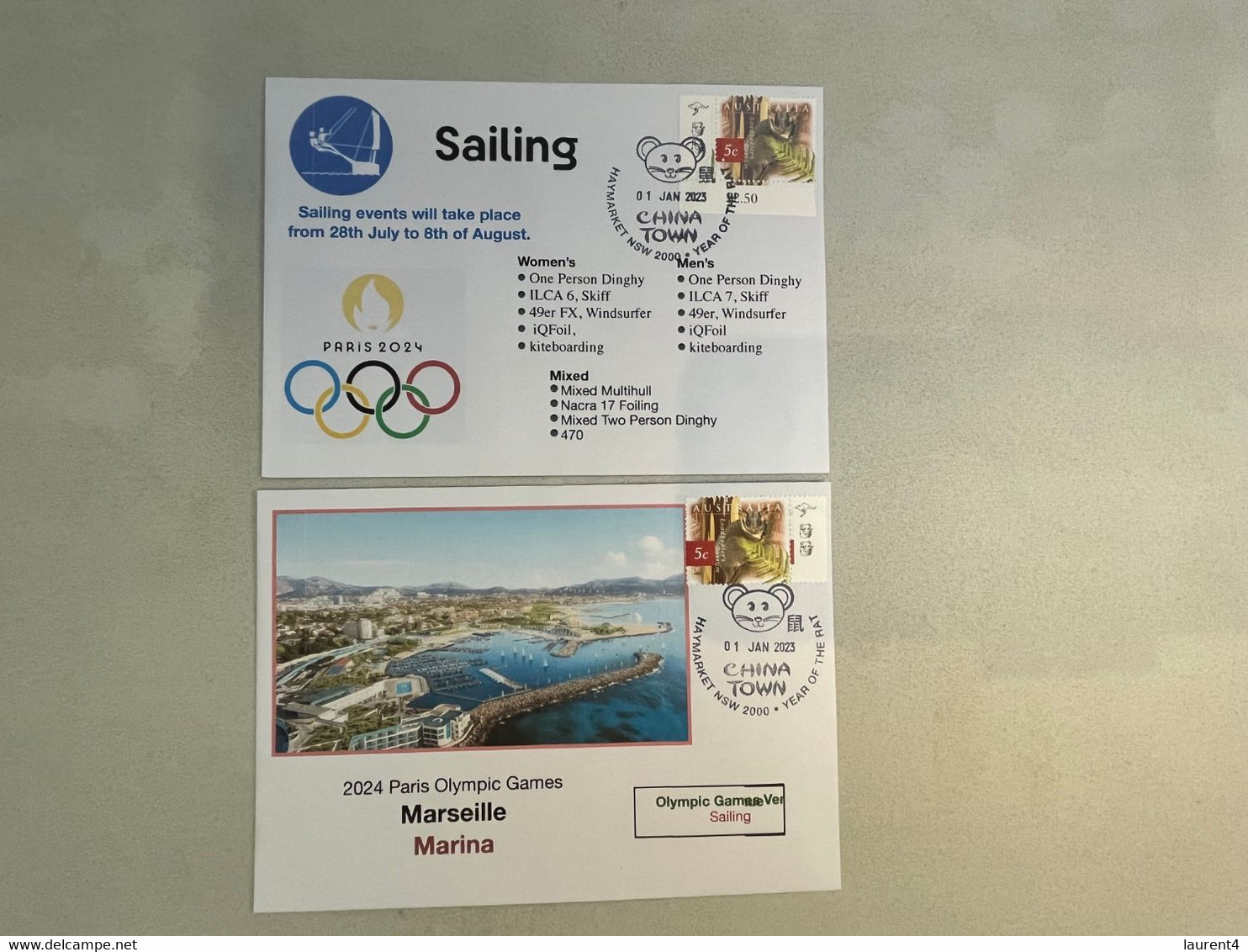 (3 N 44) Paris 2024 Olympic Games - Olympic Venues & Sport - Marseille Marina - Sailing (2 Covers) - Sommer 2024: Paris