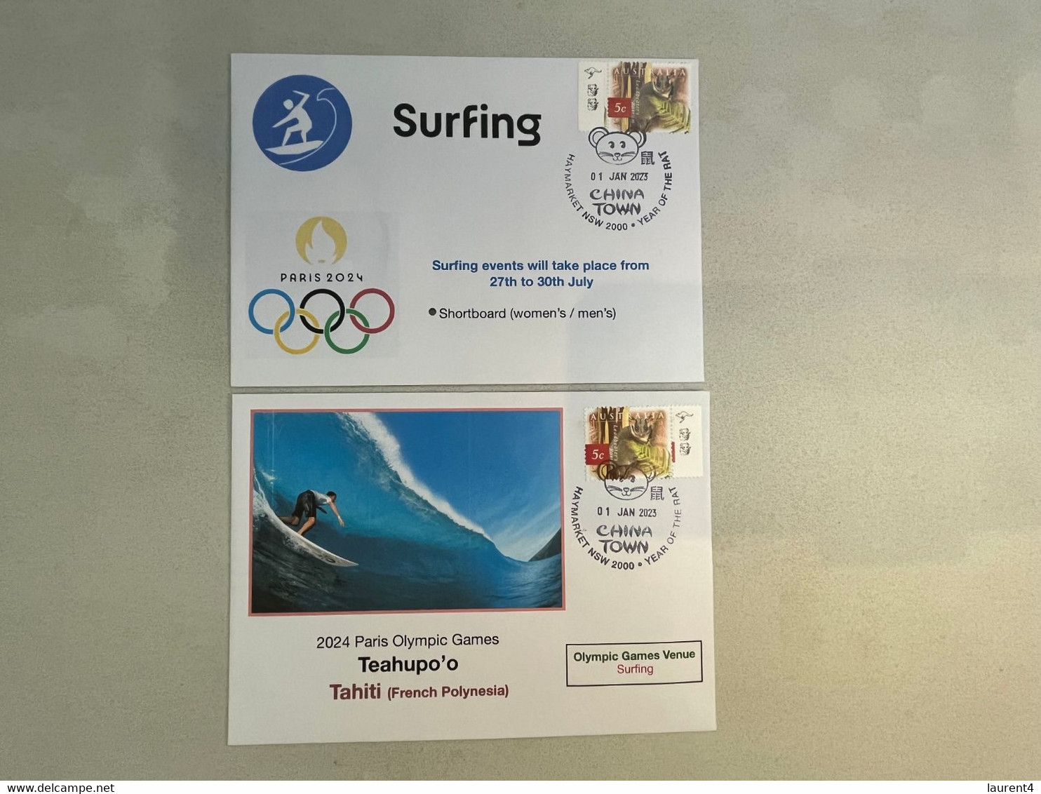 (3 N 44) Paris 2024 Olympic Games - Olympic Venues & Sport - Tahiti - Surfing (2 Covers) - Summer 2024: Paris