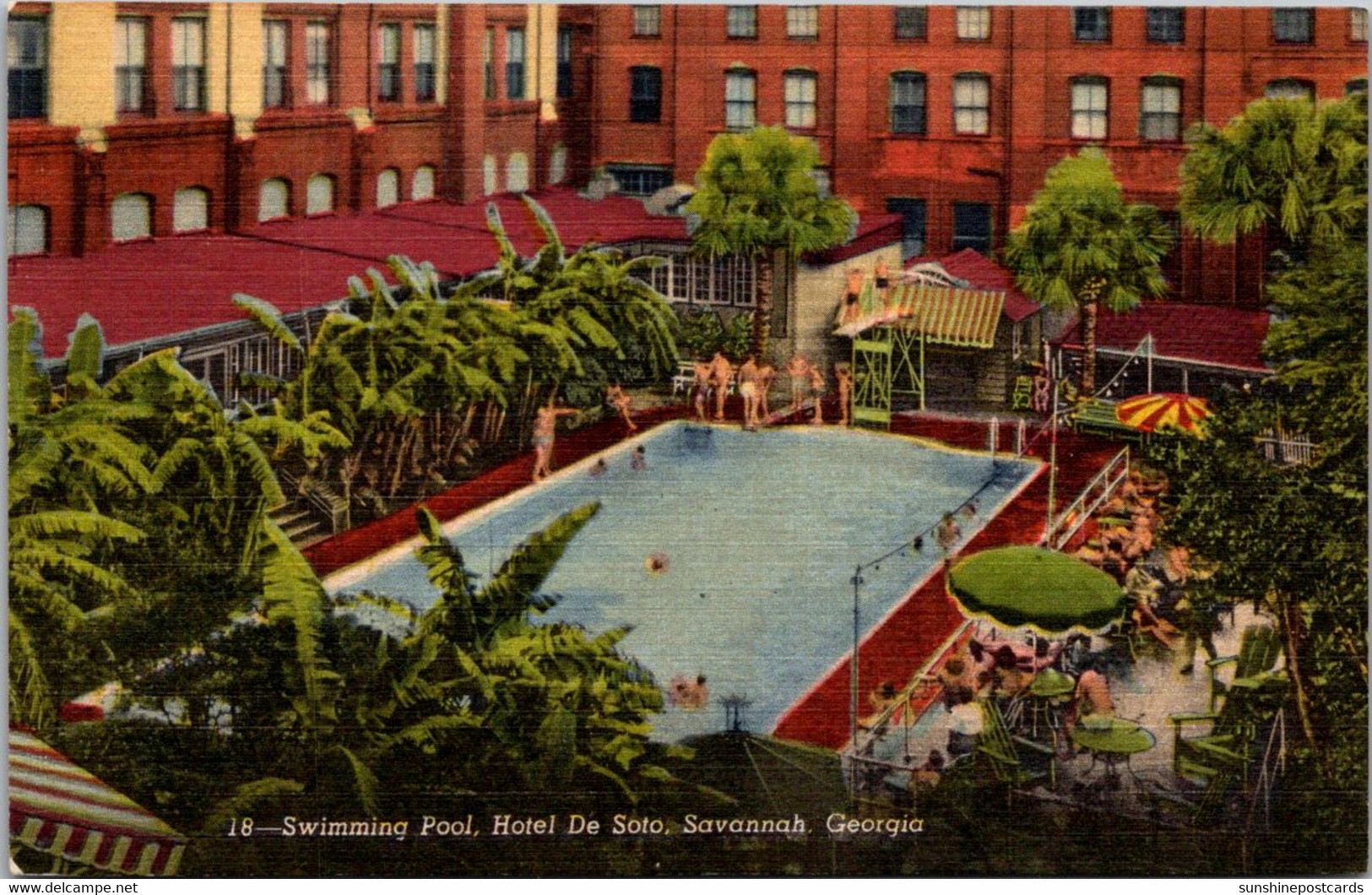 Georgia Savannah Hotel De Soto Swimming Pool Curteich - Savannah