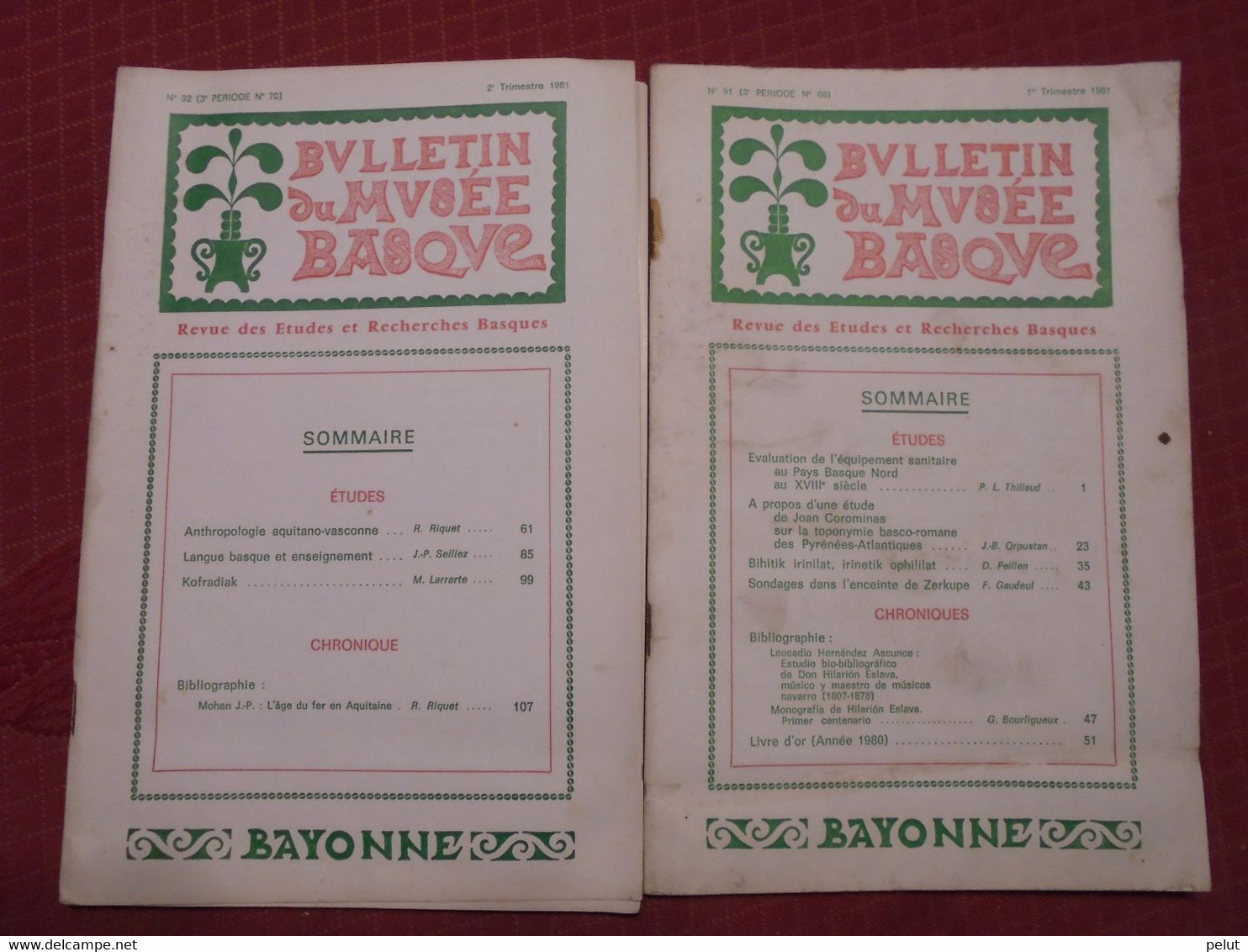 lot 45 numéros BULLETIN DU MUSÉE BASQUE