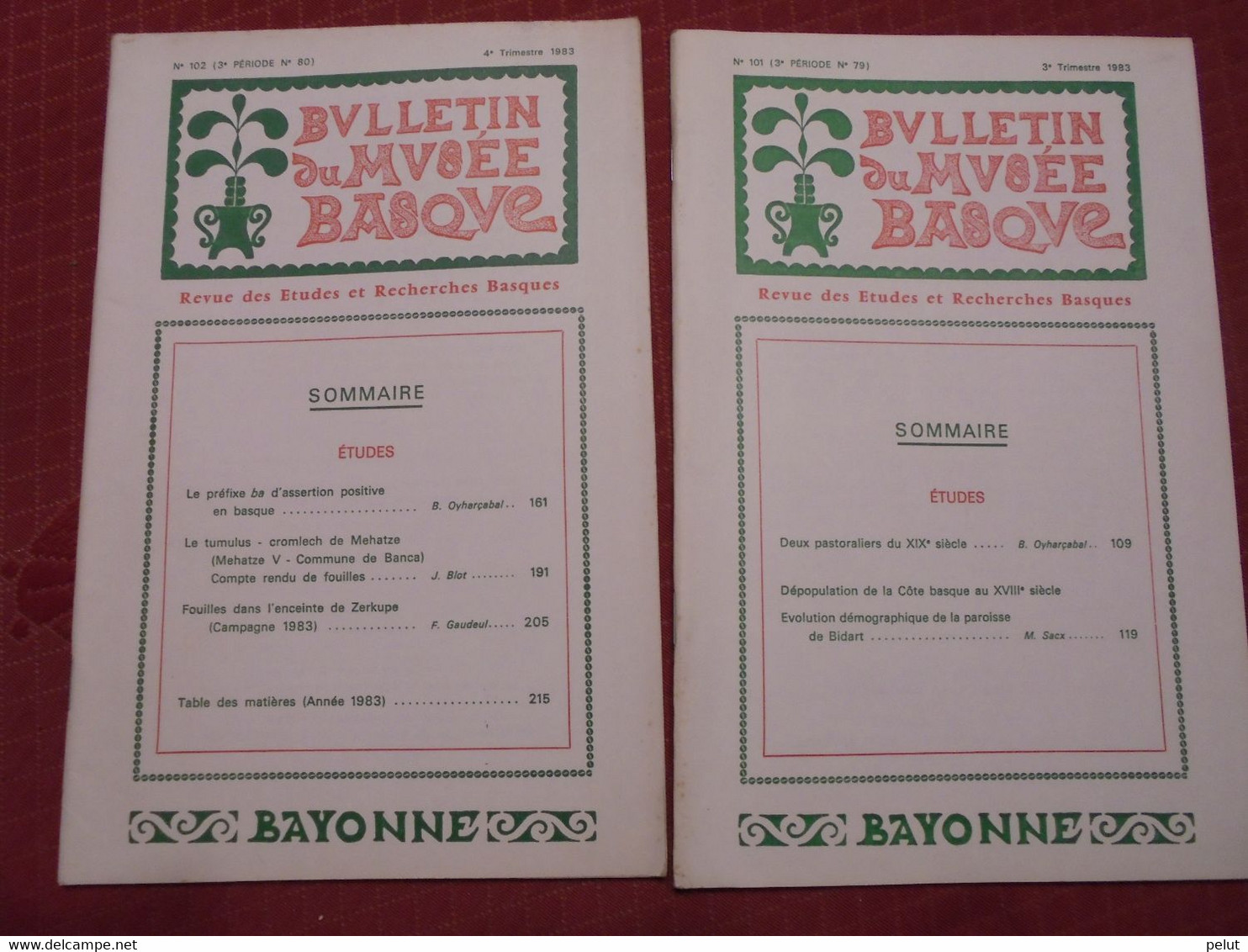 lot 45 numéros BULLETIN DU MUSÉE BASQUE