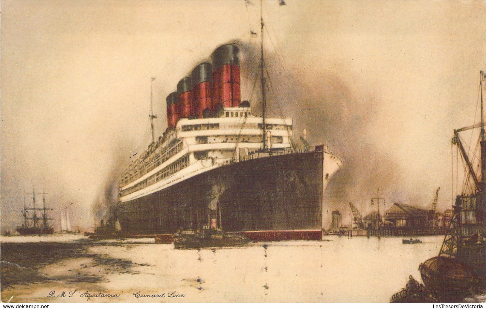 CPA BATEAUX - PAQUEBOTS - RMS - L'AQUITANIA  - Cunard Line - Steamers