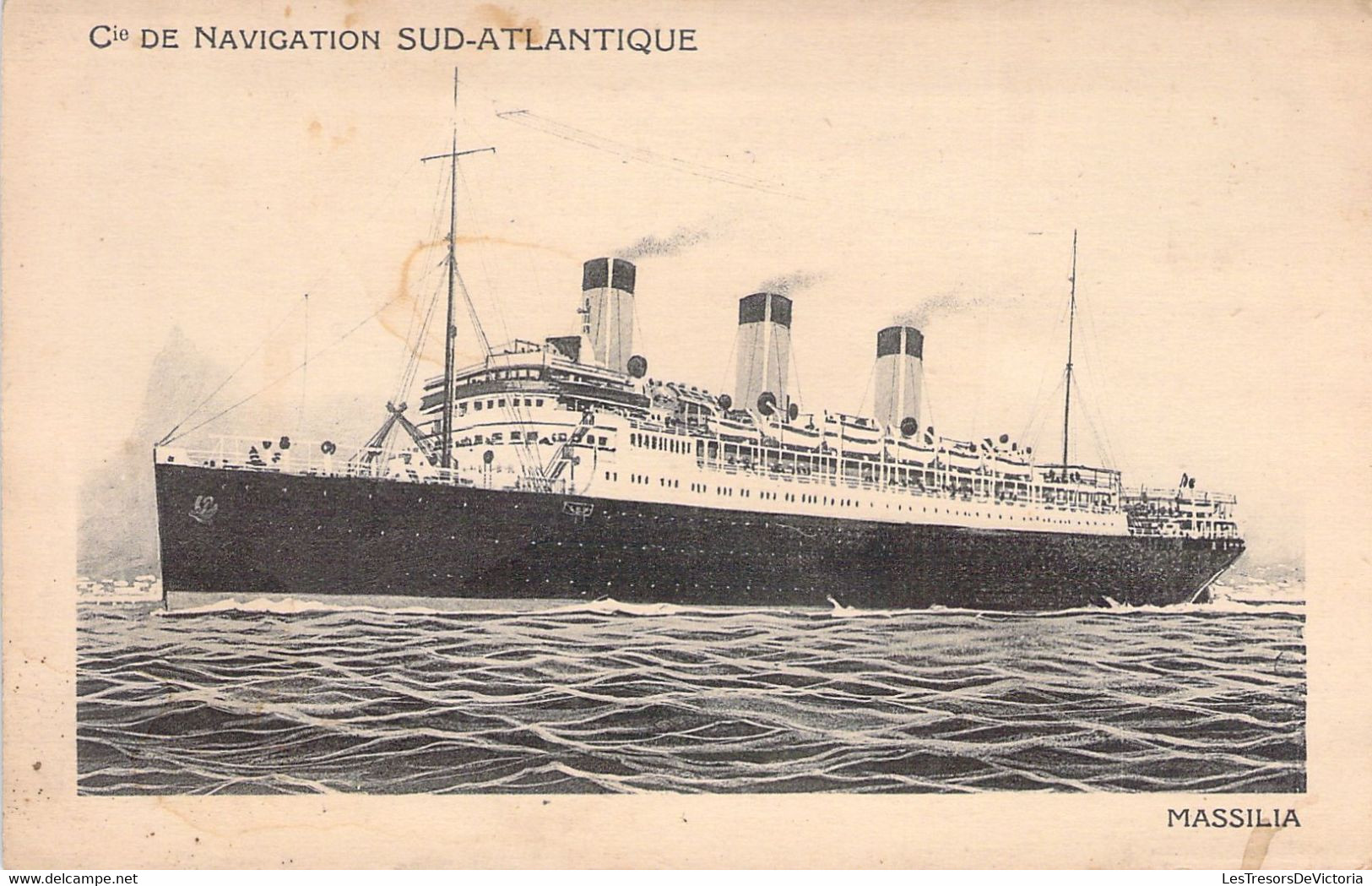 CPA BATEAUX - Massilia - Compagnie De Navigation Sud Atlantique - Steamers