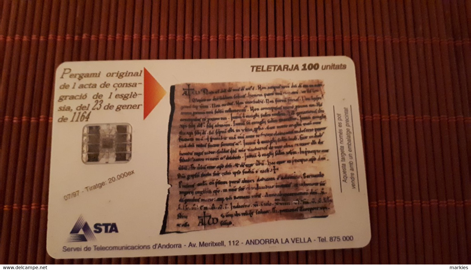 Phonecard Andorra Used Only 20.000 EX Made Rare - Andorra