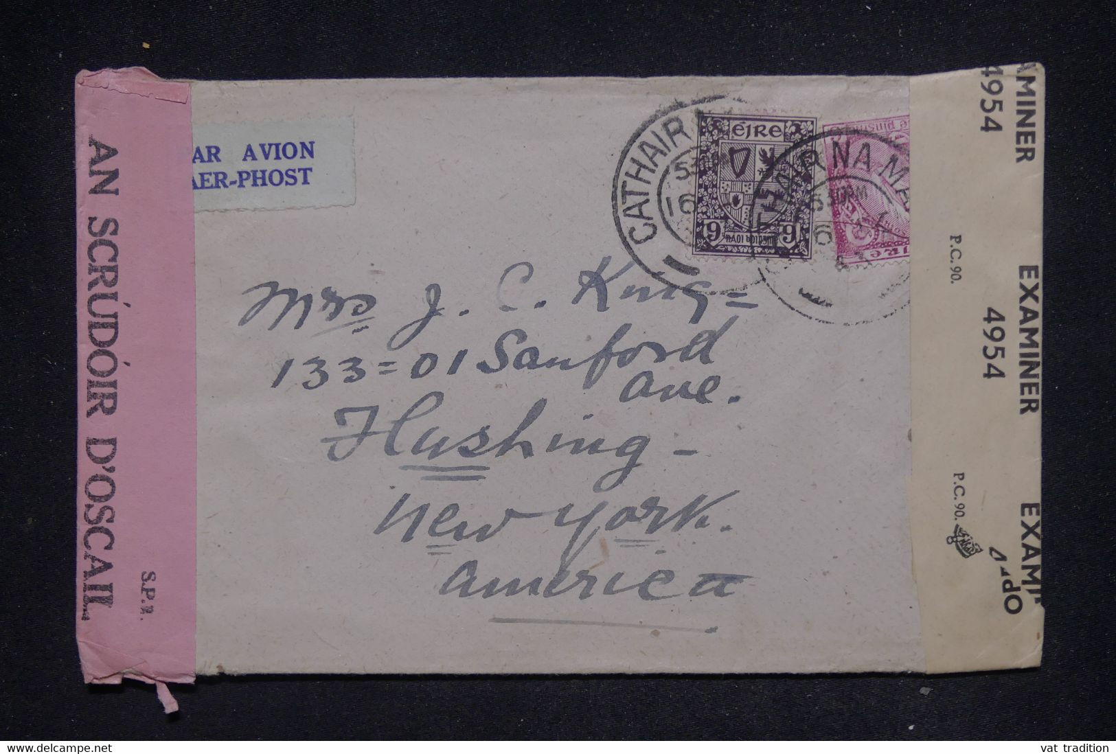 IRLANDE - Enveloppe De Westport Pour New York En 1943 Avec Contrôle Postal - L 137656 - Storia Postale