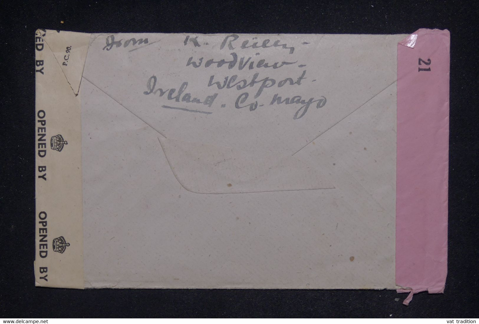IRLANDE - Enveloppe De Westport Pour New York En 1943 Avec Contrôle Postal - L 137656 - Cartas & Documentos