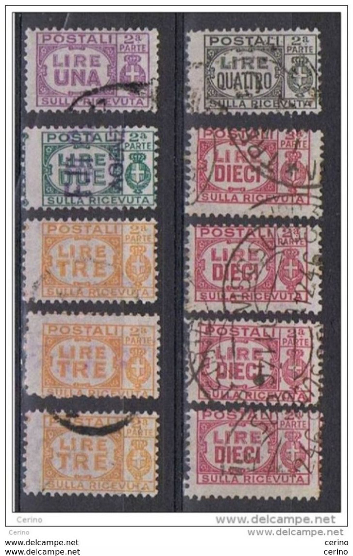 LUOGOTENENZA:  1946  PACCHI  POSTALI  META'  DX. -  10  VAL. US. -  SASS. 60/64 - Colis-postaux