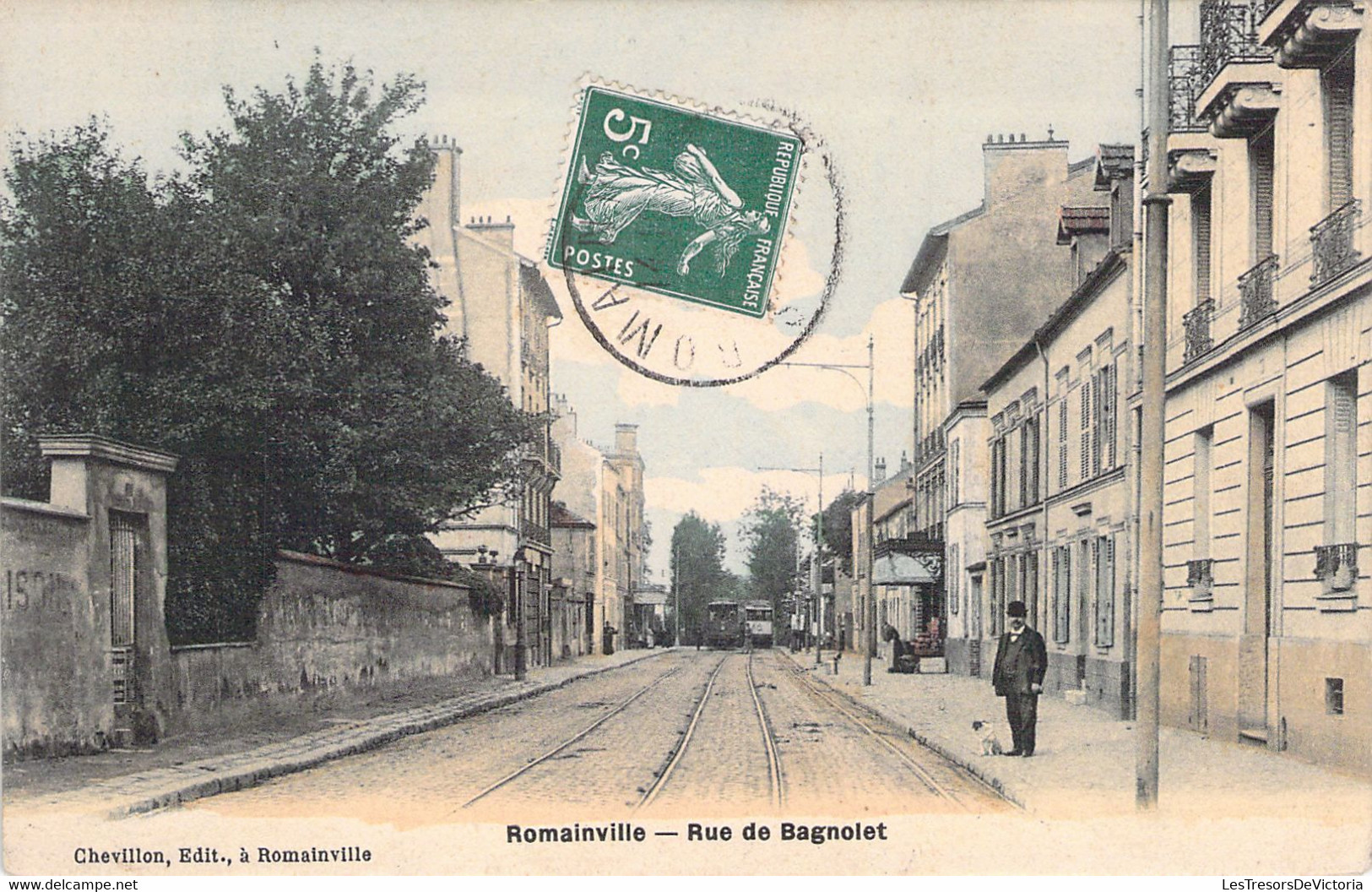 CP FRANCE - 93 - ROMAINVILLE - Rue De Bognolet - Chevillon - Colorisée TRAMWAY - Romainville