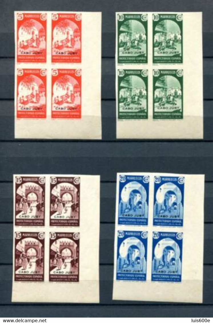 1939.CABO JUBY.EDIFIL 112S/115S**.NUEVOS SIN FIJASELLOS.BLOQUE/4.(MNH).CATALOGO 296€ - Cabo Juby