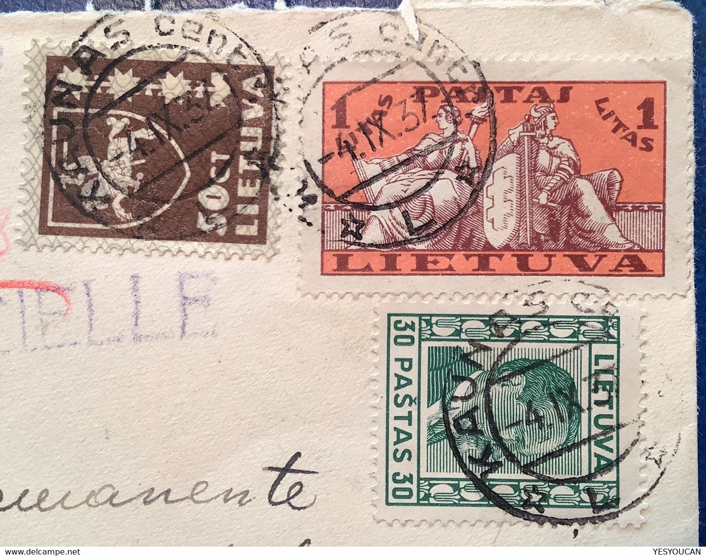 KAUNAS 1937 RARE "EXPRES"+EXPEDITION OFFICIELLE Cover>SOCIÉTÉ DES NATIONS Genève Suisse (Lithuania Schweiz Brief UNO U.N - Litouwen