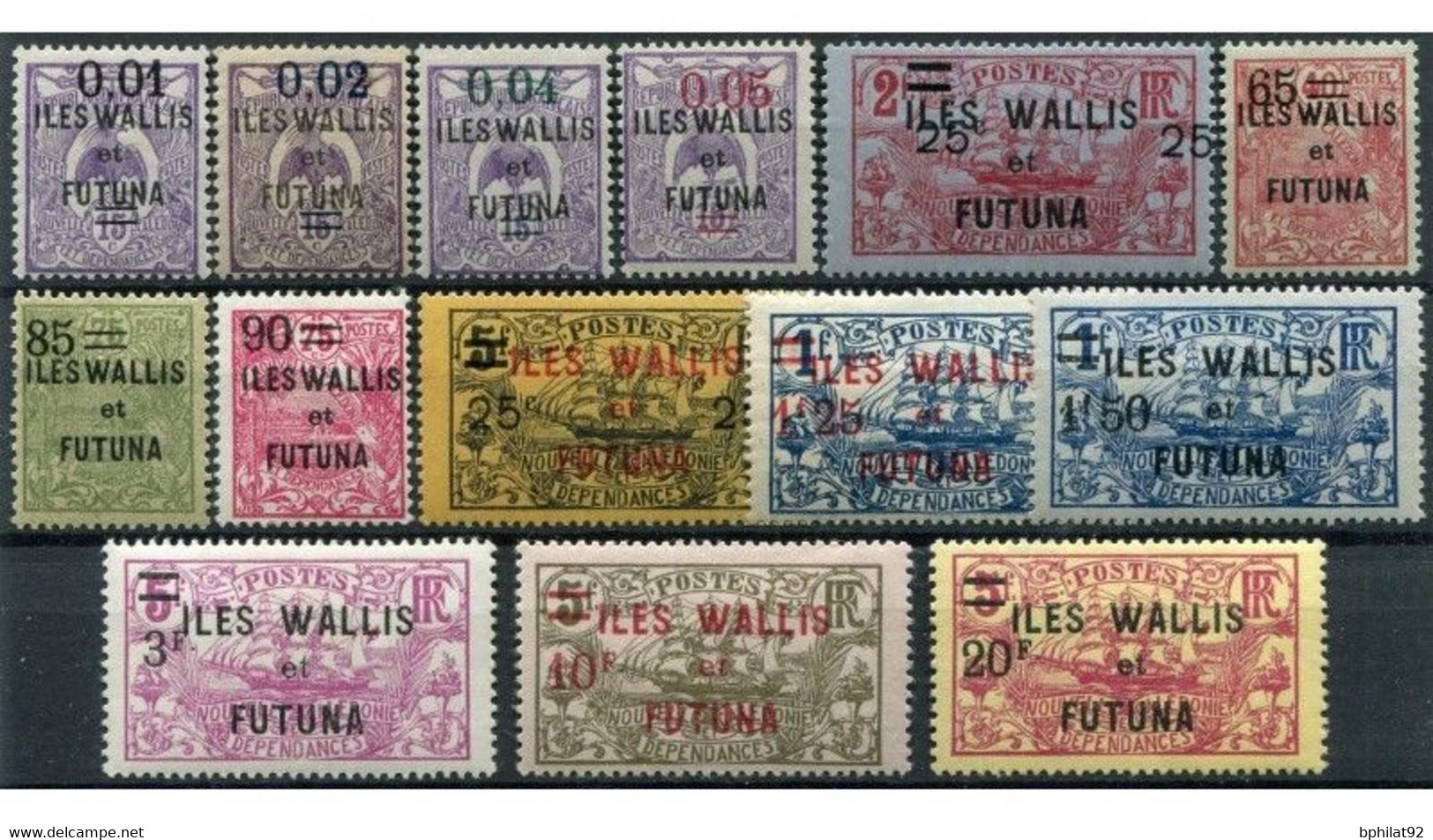 !!! WALLIS & FUTUNA : SÉRIES SURCHARGÉES N° 26/42 NEUVES * LÉGÈRE TRACE DE CHARNIÈRE - Unused Stamps