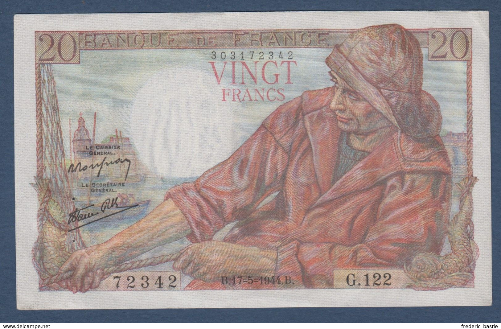 Billet  20 F  Pêcheur  Du  17 - 5 - 1944 - 20 F 1942-1950 ''Pêcheur''