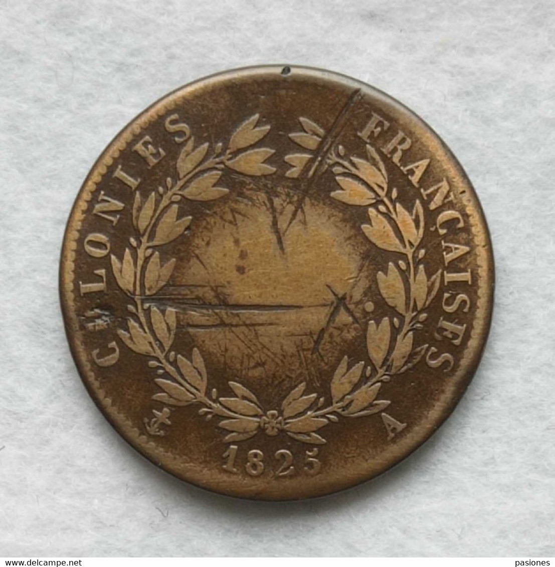 Francia Carlo X 5 Cent. 1825A Colonie Francesi (NC) - Andere & Zonder Classificatie