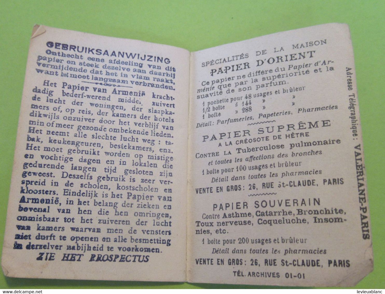 Papier d'Arménie  pour purifier l'air des habitations/Médailles d'Or/A. PONSOT/Paris /Vers 1900-1920      PARF222bis