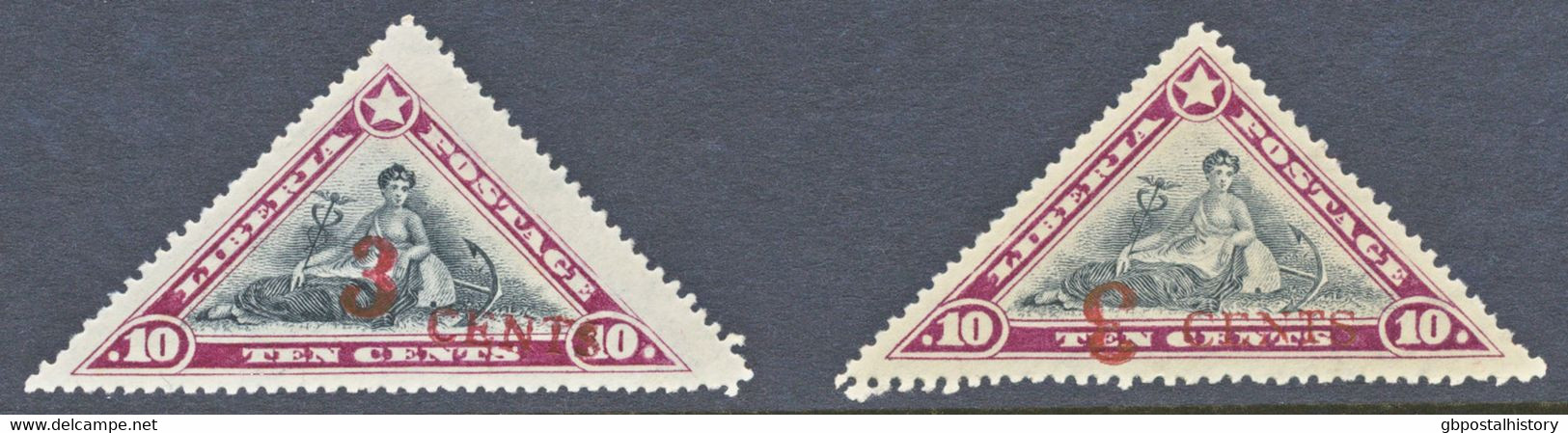 LIBERIA 1912, Allegory Of Trade 10 C. Brown-purple/black Perforated 14, Two Superb Unused Extremely Rare MAJOR ERRORS & - Liberia
