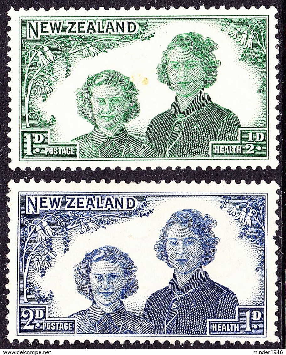 NEW ZEALAND 1944 1d+½d/2d+1d Green, Blue & Buff, Health SG665/6 MH - Ongebruikt