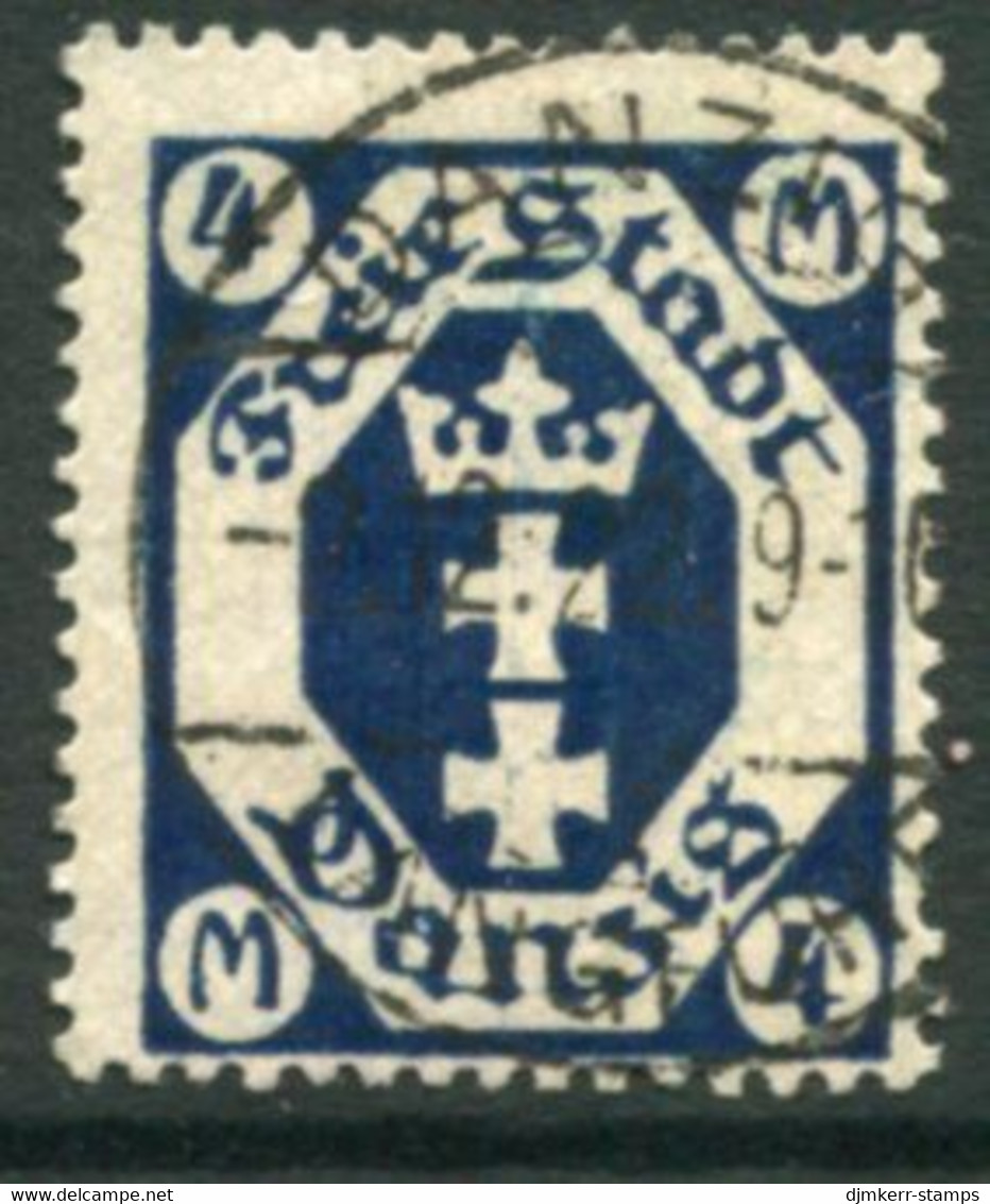 DANZIG 1922 Arms  4 Mk. Postally Used.  Michel 98,  Infla Expertised - Gebraucht