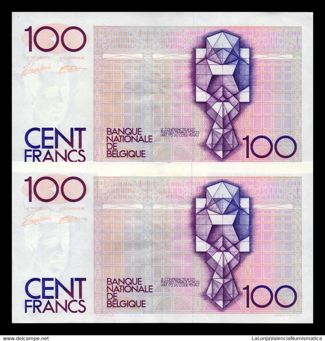 Bélgica Belgium Pareja 100 Francs 1982-1994 Pick 142a (6) Ebc Xf - 100 Franchi