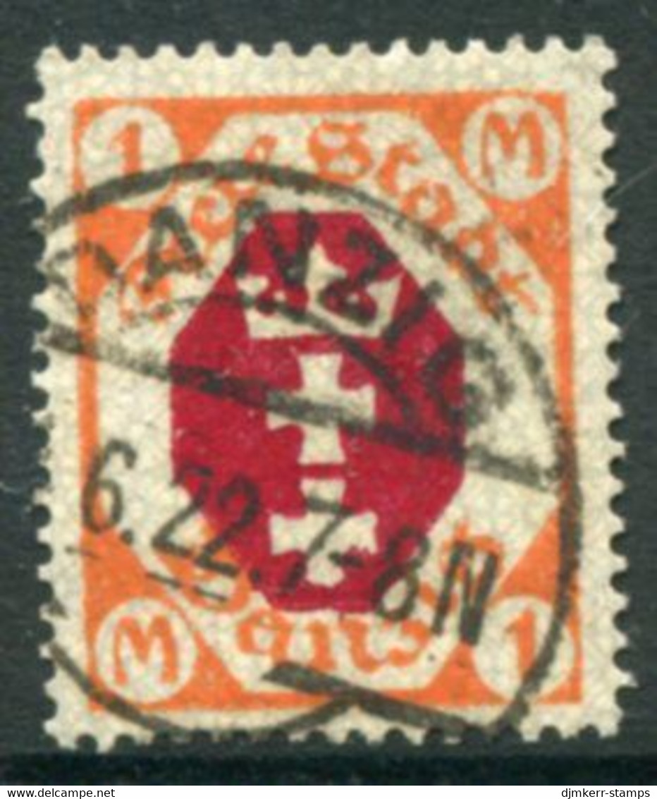 DANZIG 1921  Arms 1 Mk. Postally Used.  Michel 83,  Infla Expertised - Oblitérés
