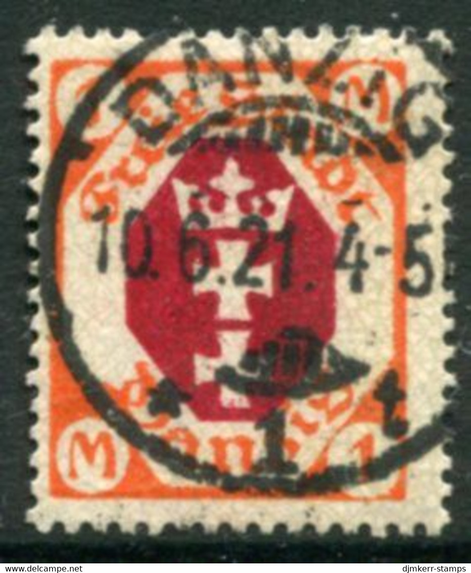 DANZIG 1921  Arms 1 Mk. Postally Used.  Michel 83,  Infla Expertised - Oblitérés