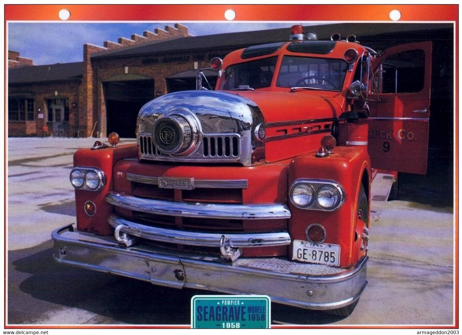 C2/ FICHE CARTONNE Camion POMPIER US 1958 SEAGRAVE - Camions