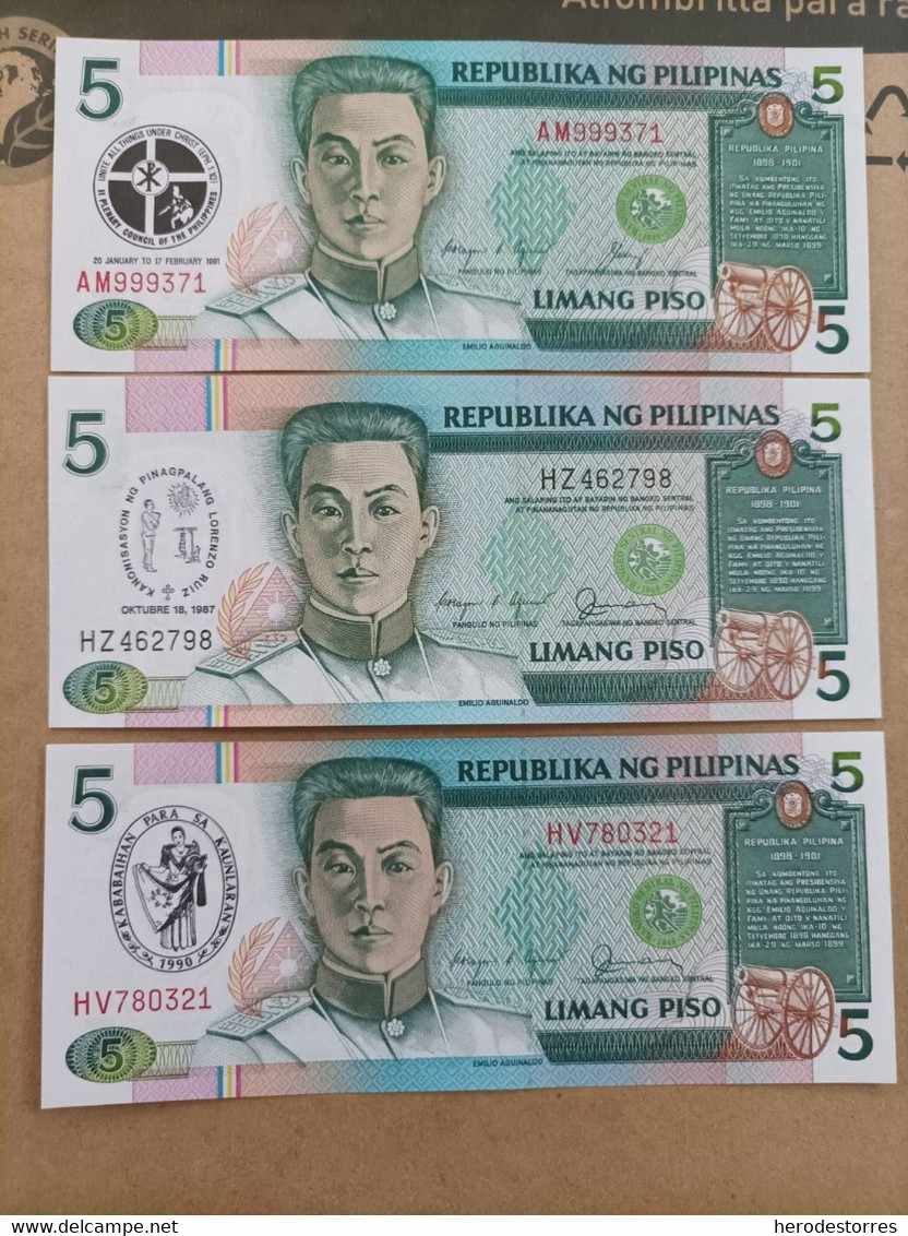 Lote 3 Billetes Conmemorativos De Filipinas, Año 1991, 1987 Y 1990, UNC - Philippines